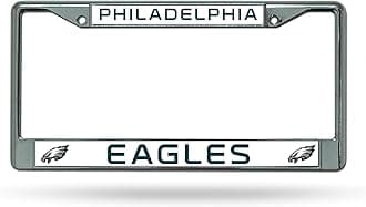 Rico Industries NFL Football Premium 12" x 6" Chrome Frame with Plastic Inserts - Car/Truck/SUV Automobile Accessory