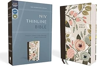 NIV, Thinline Bible, Cloth over Board, Floral, Red Letter, Comfort Print