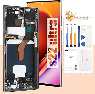 OLED Screen for Samsung Galaxy S22 Ultra 5G Screen Replacement S22 Ultra 5G LCD Screen SM-S908B Touch Display Digitizer Assembly Repair Parts with Frame(US Version,with Fingerprint Function)