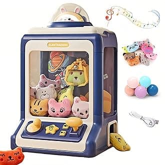 Mini Claw Machine for Kids, USB Claw Machine Arcade Game with Sound, Mini Plush Toys and Music, Christmas Party Birthday Toys Gifts for Kids, Girls, Boys (Blue)