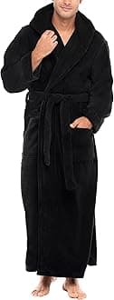 Alexander Del Rossa Mens Robe with Hood, Plush Fleece Hooded Mens Bathrobe, Big and Tall Bath Robes for Men