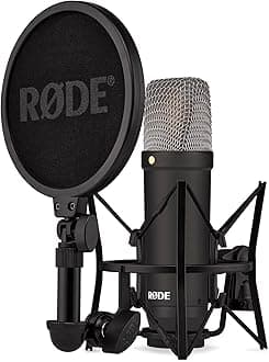 Nt1 Signature Series Large-Diaphragm Condenser Microphone with Shock Mount, Pop Filter and XLR Cable for Music Production, Vocal Recording, Streaming and Podcasting