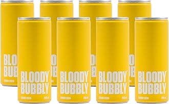BLOODY BUBBLY LEMON SODA | Naturally Flavoured Soda | 44 Cal Per Can | No Added Artificial Flavours, Colours & Preservatives (250ml Each_Pack of 8)