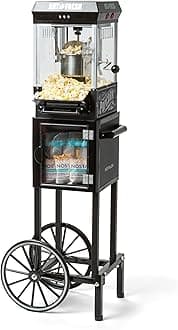 Nostalgia Popcorn Maker Machine - Professional Cart With 2.5 Oz Kettle Makes Up to 10 Cups - Vintage Popcorn Machine Movie Theater Style - Black