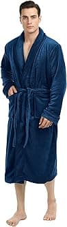 NY Threads Luxurious Mens Shawl Collar Fleece Bathrobe Spa Robe
