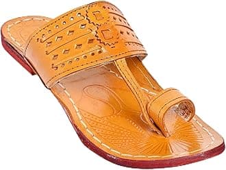 Men's Kolhapuri Chappal/Slipper/Sandal/Handcrafted 100% Genuin Leather (Kapshi Shape) Brown