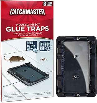Catchmaster-8 Mouse & Insect Glue Traps, Heavy-Duty Pesticide-Free Sticky Mouse Traps Indoor for Home, Used by the PROs, Adhesive Rodent & Bug Catcher, Pest Control for House & Garage