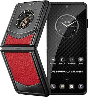 VERTU IRONFLIP Calf Skin Flip Cell Phone, Unlocked Android 5G Smartphone, Foldable Design, One-Hand Control, 50MP Camera, 12G+512G, Dual SIM, 6.9" 120Hz OLED, 65W Fast Charge (Raspberry Red)