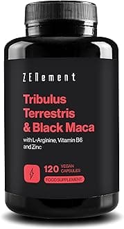 Tribulus Terrestris and Black Maca with L-Arginine, Zinc and Vitamin B6 - Formula for Male Vitality - 120 Vegan Capsules - Zenement