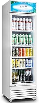 BODEGACOOLER Commercial Merchandiser Refrigerator,12.5 Cu.Ft Beverage Refrigerator Glass Door,Large Display Bar Cooler Fridge,Adjustable Shelves,Hold Beer,Soda Drinks,Wine with LED Light Box White