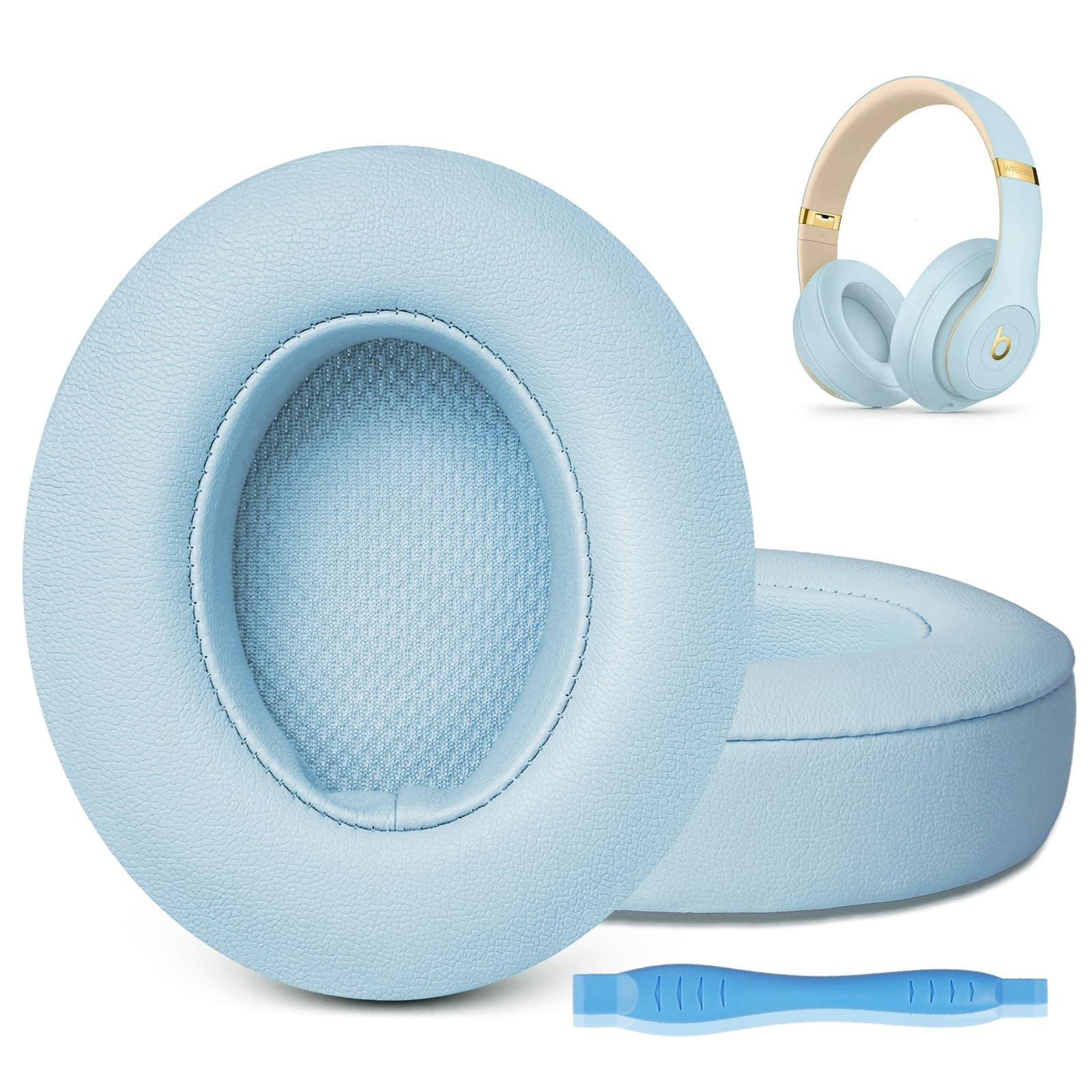 Ear Pads Replacement for Beats Studio 3 - GEVO Earpad Cushions for Beats Studio 2 3 Wired Wireless - Headphone Cover Parts with Strong Adhesive (Crystal Blue)