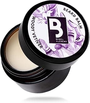 Babel Alchemy Beard Balm and Conditioner - All Natural Organic Grooming Beeswax Balm for Leave-In Conditioning, Styling, Softening, and Promoting Growth for Mens Beards and Mustaches (Woody Vetiver)