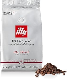 Intenso Coffee Beans, 100% Arabica Blend, Dark Roast, Intensity 7/9, Bold & Full-Bodied with Cocoa & Dried Fruit Notes, Suitable for Bean to Cup & Fresh Grinding, 500g Refill Pouch