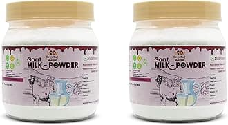 Growing Villagers Natural Goat Milk Powder | Freeze Dried Organic Grass Fed Goat Milk Powder | Substitute For Liquid Milk | 2 Jars Of 150 Grams Each