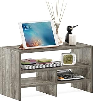 Furinno Hermite Desk Top Organizing Shelf Bookcase, French Oak