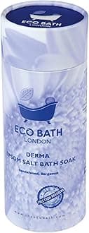 Eco Bath London Derma Epsom Salt Bath Soak - Tube 1kg, Magnesium Bath Salt Infused with Sandalwood and Bergamot Essential Oils, Epsom Bath Salts for Skin Care