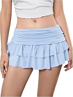 Verdusa Women's Ruffle Layered Mini Skirts Y2K Flared Flowy Short Skirt