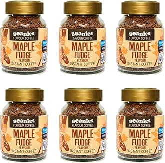 Beanies Flavoured Instant Coffee Jars: 6 x Maple Fudge (6 x 50g)