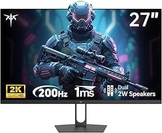 - 27 Inch Gaming Monitor - 2K QHD 2560 x 1440 Monitor, Up to 210Hz & 1ms, Bulit-in Speakers, Adaptive Sync, HDR400, 131% sRGB, IPS Monitors Gamer with HDMI 2.0 x 2 & DP1.4 x 2, H27T22C-3