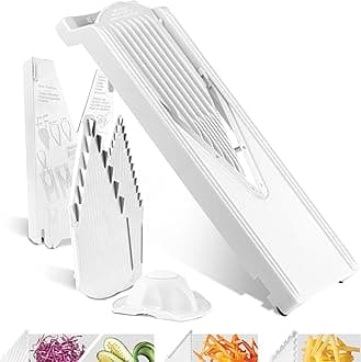 V3 TrendLine Mandoline Starter Set (6 pcs.) • Vegetable Slicer (V-Slicer) + Safety Guard + Inserts + Collection Tray + Multibox • Kitchen Slicer Set (White)