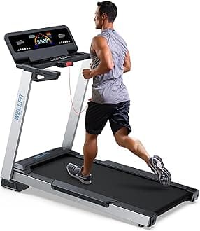 Home Treadmill, 2 Level Incline Heavyduty Treadmill with Pulse Sensor, 4.0 HP, 10 MPH, 450 lbs Capacity, 20'' x 45'' Running Area Treadmills with Bluetooth Player & LED Display
