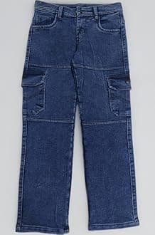 Boys Solid Cargo Denim Jeans