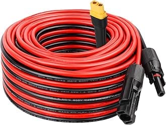 Solar to XT60 Extension Cable 10AWG 50FT Solar Connector to XT60 Adapter Cable for Solar Panel to Portable Power Station Solar Generator Battery Pack