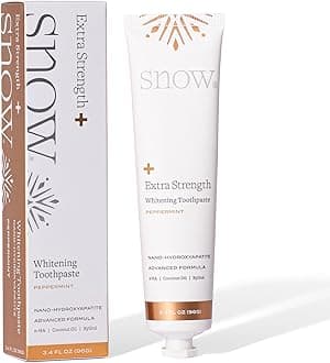 SNOW Teeth Whitening Morning AM Toothpaste - Whitening Toothpaste - Teeth Stain Remover - Teeth Whitening Strips Alternative - Great for Sensitive Teeth - Peppermint Flavor (Morning Frost)