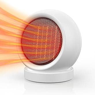 Space Heater,600W Energy Efficient Desk Heater for Indoor Use,PTC Ceramic Fast Heating Electric desktop for Home Bedroom Office Desk White