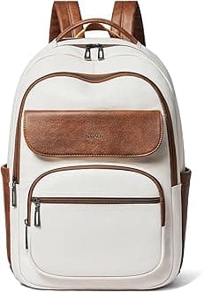 37L Backpack Purse for Women Men for Work Travel Back Pack Purses Vegan Leather Laptop College Daypack Shoulder Bag Beige