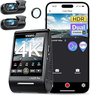 VIOFO A229 Pro 3 Channel 4K HDR Dash Cam, Dual STARVIS 2 Sensors IMX678 & IMX675, 4K+2K+1080P Front Inside and Rear Triple Car Camera, 5GHz WiFi GPS, Voice Control, 24H Parking Mode (A229 PRO 3CH)
