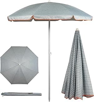 PICNIC TIME 5.5 Ft Portable Beach Umbrella, Lightweight UV Protection Sunshade with Tilt Pole & Carry Bag, Outdoor Canopy Umbrella for Beach, Sand, Pool, Patio, Camping, Travel, or Backyard Shade