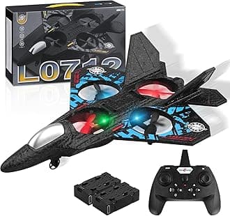 – DKH-RC Plane L0712, 2.4GHz Remote Control Aircraft, LED Lights, 25cm Wingspan, Black