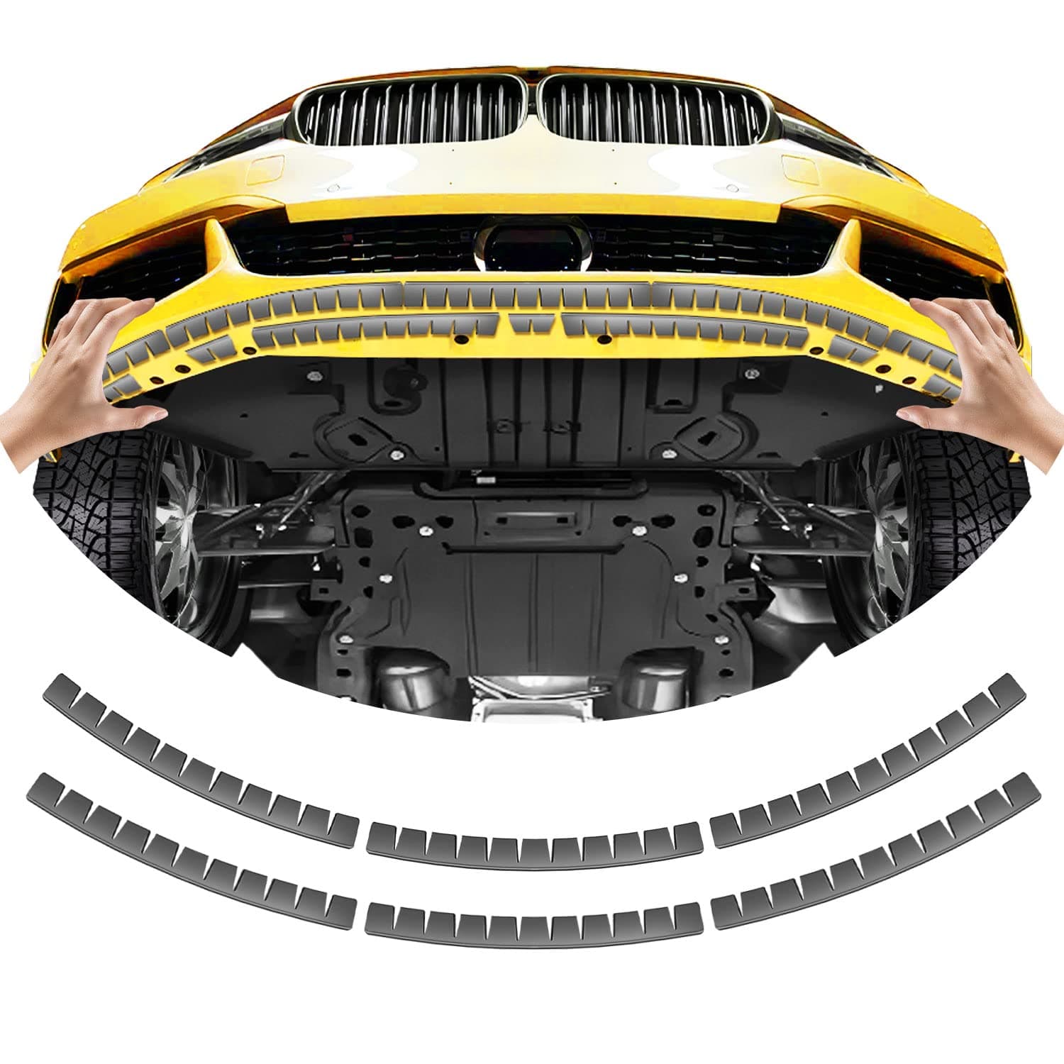 Front Bumper Scrape Guard 6 Pack Car Universal Black Bumper Lips Scrape Guard Car Under Bumper or Anti-Scratch DIY Protector for Lowered Cars, Sport Cars and SUV