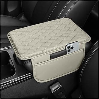 Upgraded Car Center Console Cover,Microfiber Leather Car Armrest Cover Cushion with 2 Storage Bags,Universal Car Armrest Storage Box Car Interior Accessories for Most Vehicles (Light Grey)