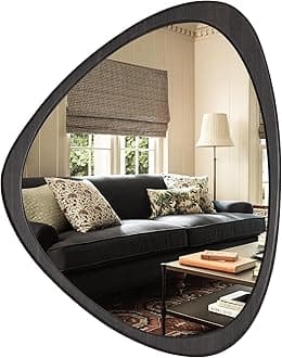 WallBeyond Asymmetrical Mirror, Irregular Wall Mirror, Wall Mirrors Decorative for Bedroom Living Room Entryway Hall, Wood Mirror for mid Century Modern Decor 25" H x 20" W, Black