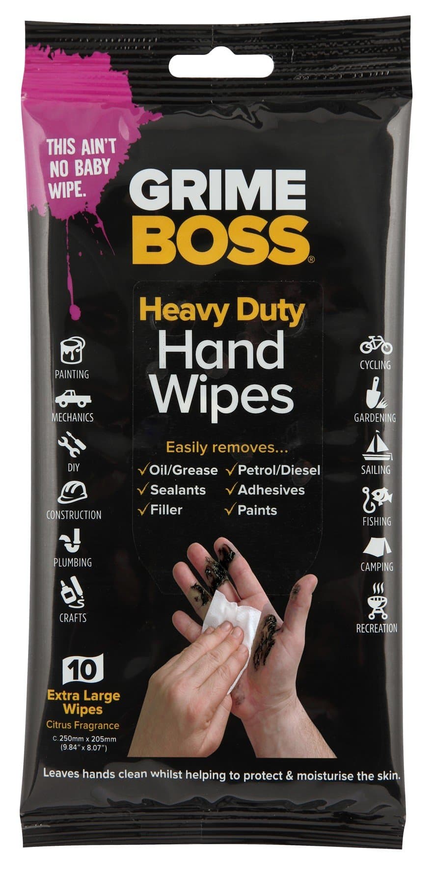 Grime Boss Hand Wipes - 10 Count Pack
