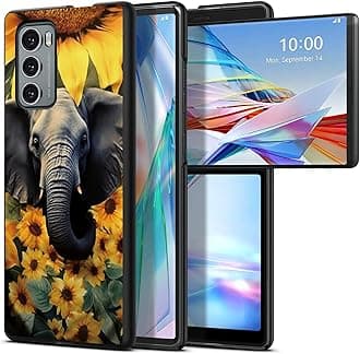 Sunflower Elephant for LG Wing 5G 6.8" Phone Case, Slim Phone Case for LG Wing (2020), Hard PC Shookproof Wireless Charging Men/Women Cover for LG Wing 5G