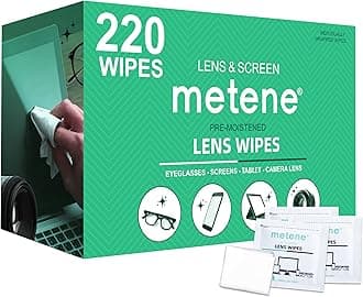 Metene 220 Pack Lens Cleaning Wipes, Pre-Moistened and Individually Wrapped Eyeglass Wipes, Glasses Cleaner for Eyeglasses, Camera Lens, Tablets, Phone, Computer Screen and Other Delicate Surfaces