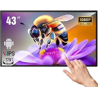 MWE 43 inch Wall Mount Digital Signage, FHD Touchscreen Monitor Android OS, Multi-Touch Screen Smart Split, Commercial Advertising Display, Time Switch, CMS Management, HD-MI/ USB/ WiFi/ for Windows