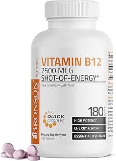 Bronson Vitamin B12 2500mcg, Quick Release Sublingual Vitamin B-12, 180 Tablets