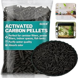Sukh Activated Charcoal Pellets - Activated Carbon Charcoal Pond Filter Media for Ponds, Aquarium, Fish Tanks, Swimming Pool Purification, Deodorization, Air Purification, 310.0 Grams