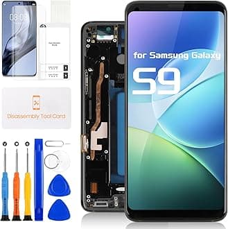 Screen Replacement for Samsung Galaxy S9 LCD Display for Samsung S9 Screen Touch Digitizer SM-G960U SM-G960F SM-G960W Assembly with Repair Tools(Black with Frame)
