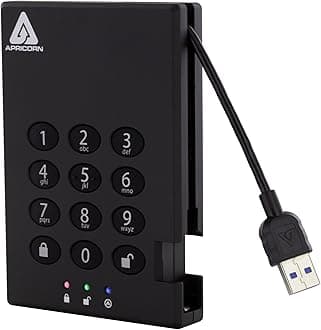 Apricorn Aegis Padlock 1TB USB 3.0 256-bit AES XTS Hardware Encrypted Portable External Hard Drive (A25-3PL256-500)