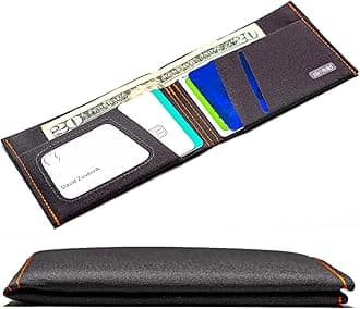 Slim Fold Men's Micro Soft Shell Wallet-RFID Closed: 2.8" L x 4" W Gray with Orange Stitching
