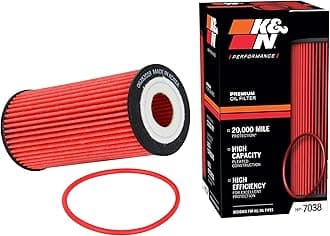 K&N Oil Filter - High Performance-Series compatible with: Audi, Volkswagen, Porsche (HP-7038), Red