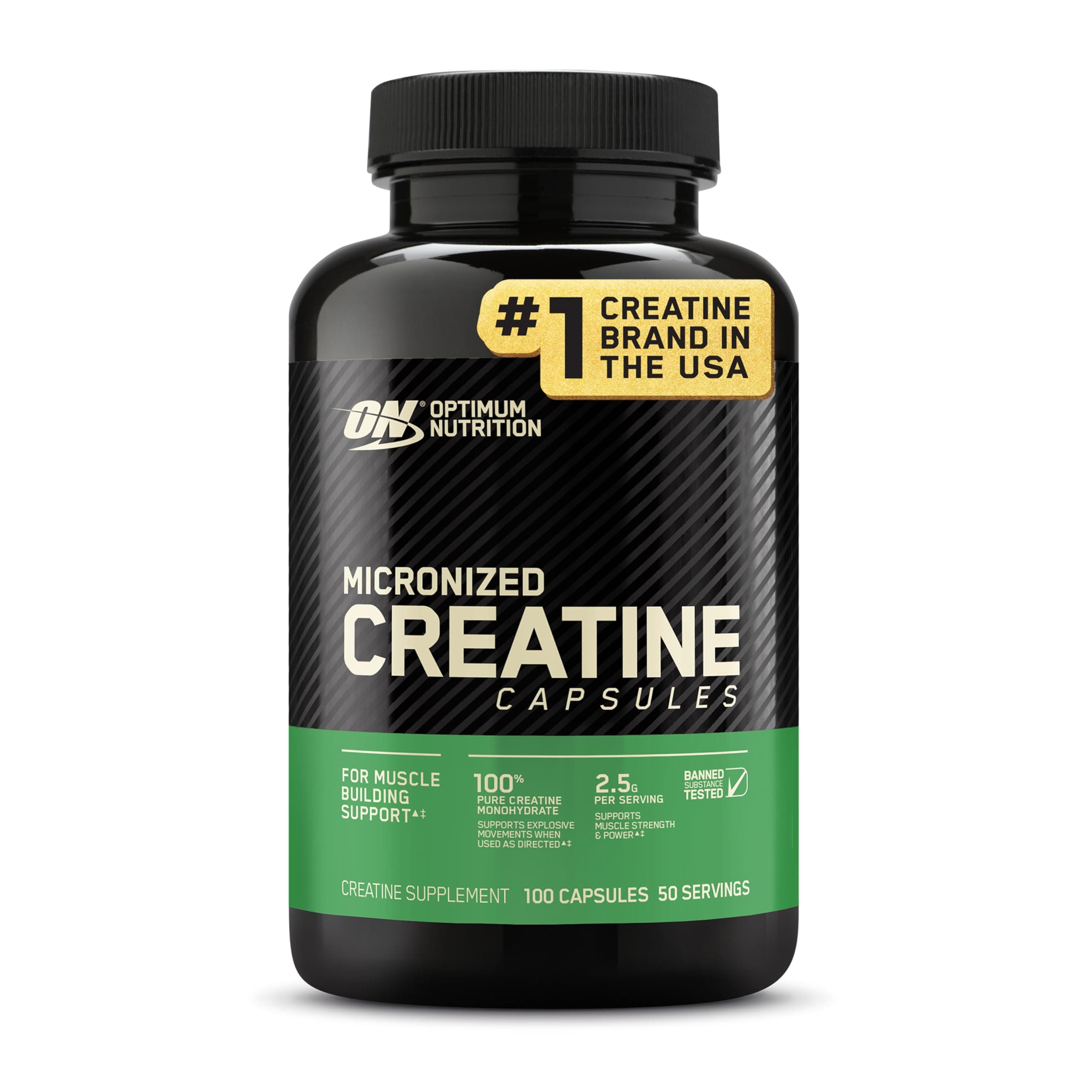 Micronized Creatine Monohydrate Capsules, Keto Friendly, 2500mg, 100 Capsules