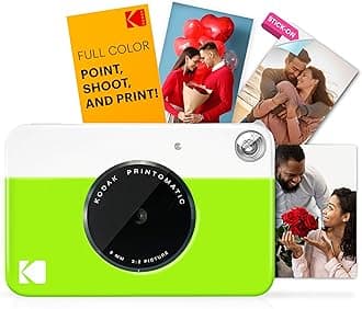 Printomatic Digital Instant Print Camera (Neon Green), Full Color Prints On Zink 2x3 Sticky-Backed Photo Paper - Print Memories Instantly