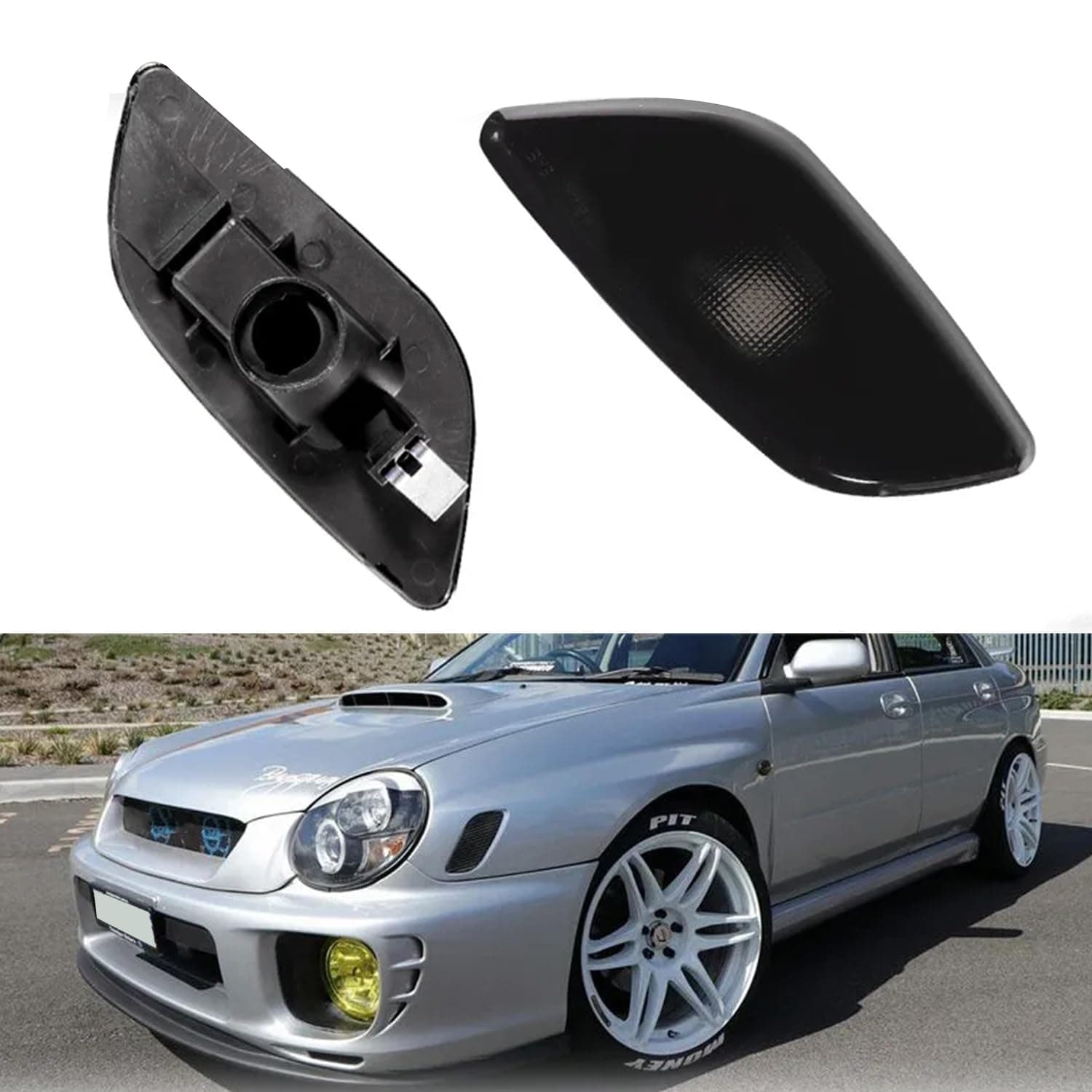 For 2002 2003 Subaru Impreza WRX RS TS Replacement Front Bumper Signal Side Marker housing Smoked Lens