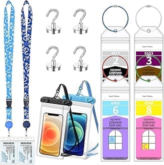 12 Pcs Royal Caribbean Cruise Essentials Kit Include Retractable Cruise Lanyards for Ship Card, Luggage Tags Holder, Waterproof Phone Pouch, Magnetic Hook for Royal Caribbean & Celebrity Cruise Lines